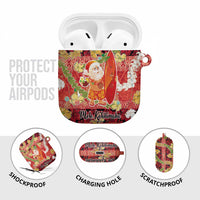 Hawaii Santa Mele Kalikimaka AirPods Case Tropical Puakenikeni Lei with Polynesian Tribal Pattern - Polynesian Pride