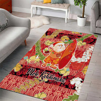 Hawaii Santa Mele Kalikimaka Area Rug Tropical Puakenikeni Lei with Polynesian Tribal Pattern - Polynesian Pride