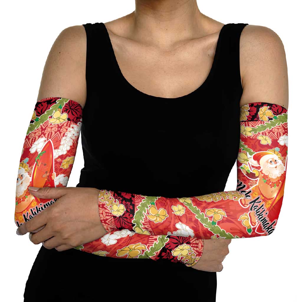 Hawaii Santa Mele Kalikimaka Arm Sleeves Tropical Puakenikeni Lei with Polynesian Tribal Pattern - Polynesian Pride