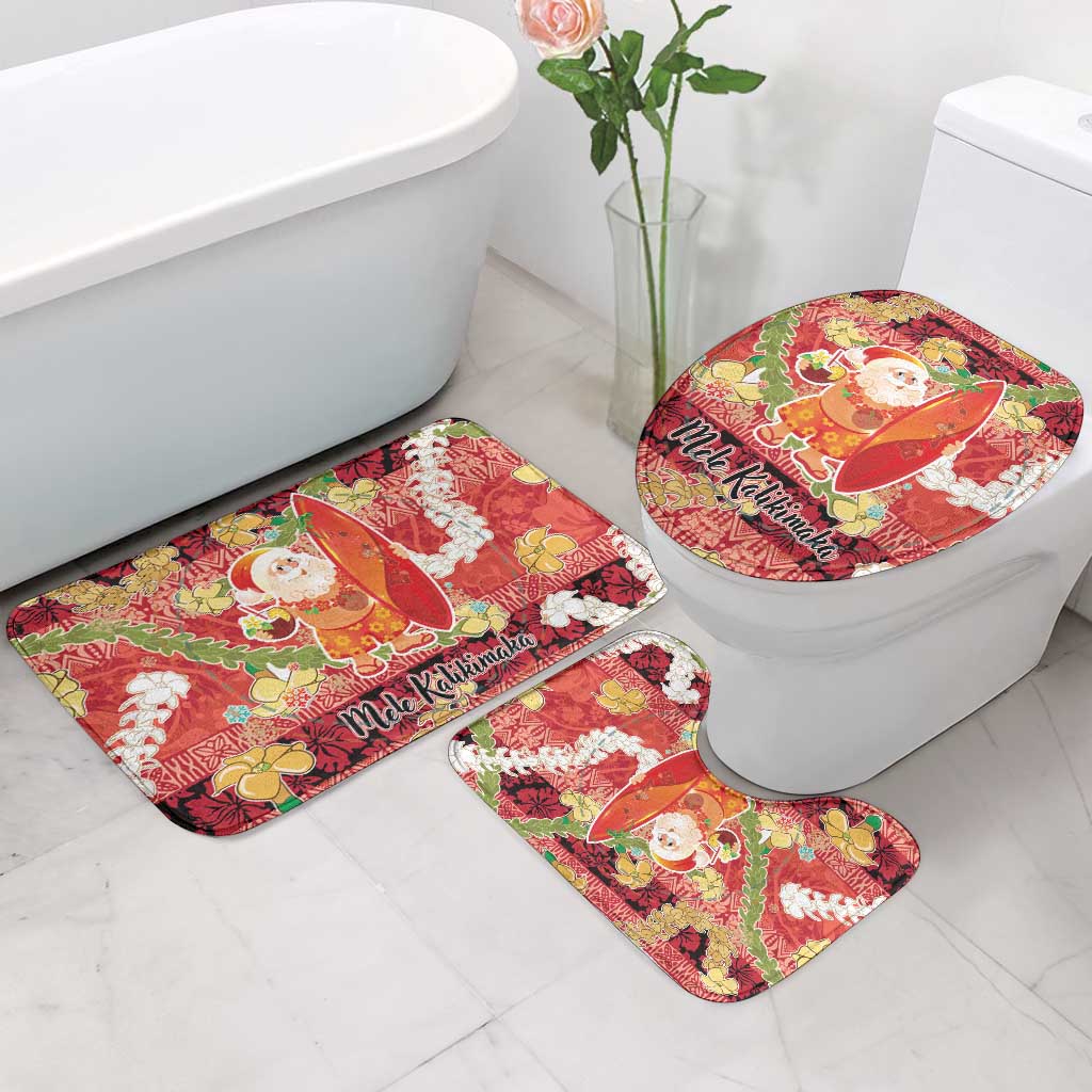 Hawaii Santa Mele Kalikimaka Bathroom Set Tropical Puakenikeni Lei with Polynesian Tribal Pattern - Polynesian Pride