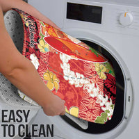 Hawaii Santa Mele Kalikimaka Bathroom Set Tropical Puakenikeni Lei with Polynesian Tribal Pattern - Polynesian Pride