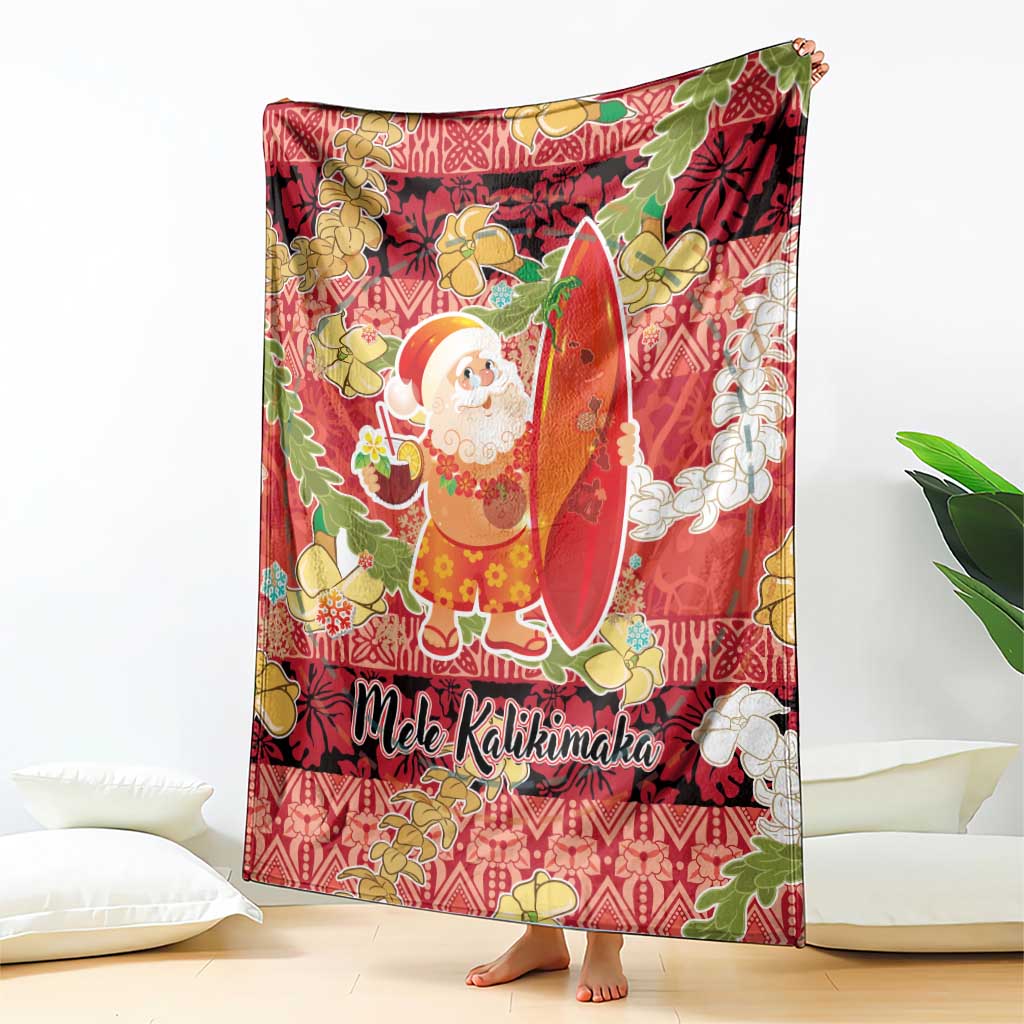 Hawaii Santa Mele Kalikimaka Blanket Tropical Puakenikeni Lei with Polynesian Tribal Pattern LT03 - Polynesian Pride