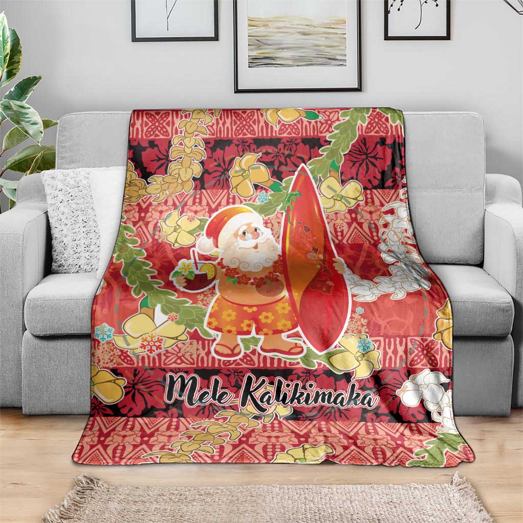 Hawaii Santa Mele Kalikimaka Blanket Tropical Puakenikeni Lei with Polynesian Tribal Pattern LT03 - Polynesian Pride