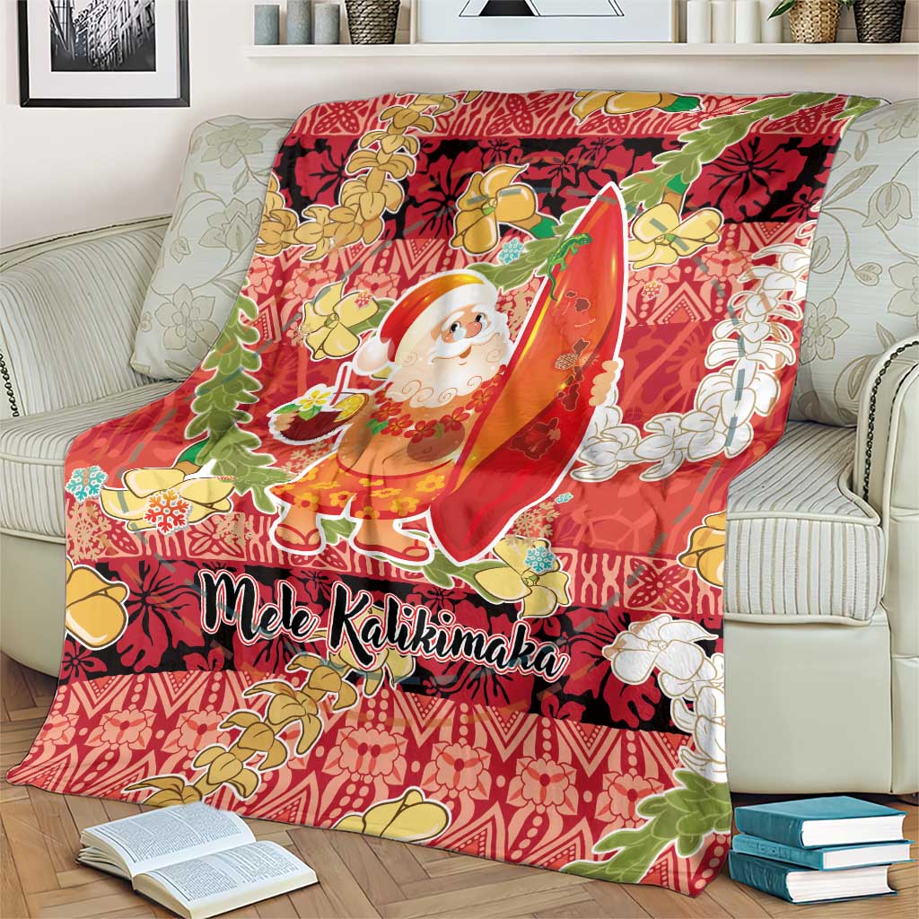 Hawaii Santa Mele Kalikimaka Blanket Tropical Puakenikeni Lei with Polynesian Tribal Pattern LT03 - Polynesian Pride
