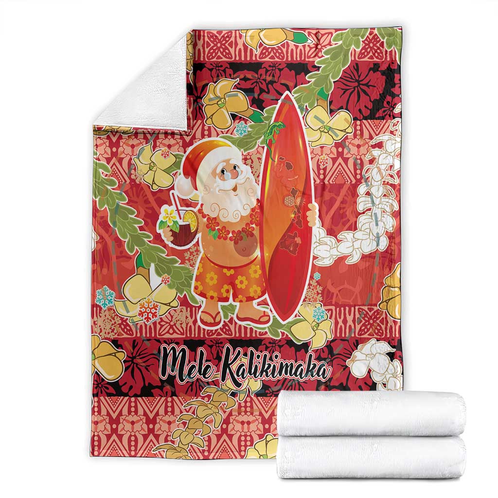 Hawaii Santa Mele Kalikimaka Blanket Tropical Puakenikeni Lei with Polynesian Tribal Pattern LT03 - Polynesian Pride