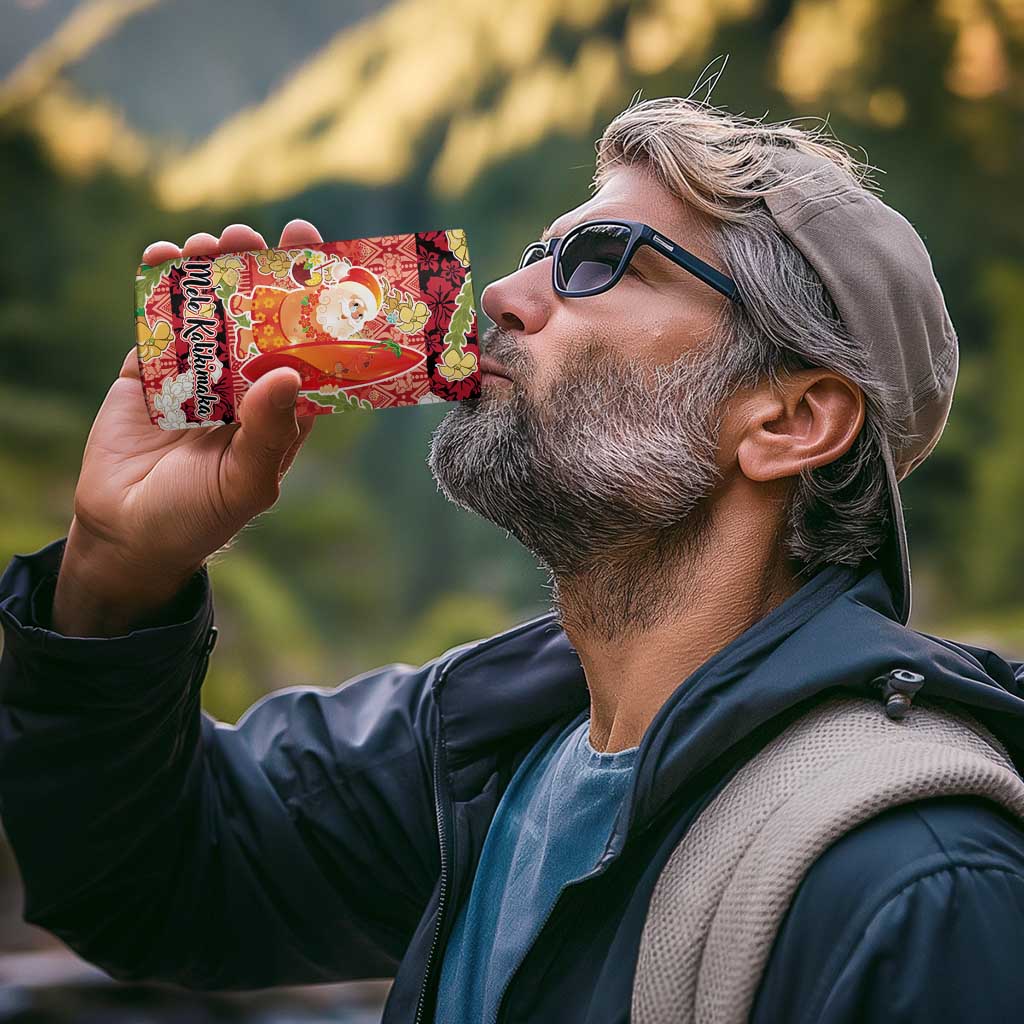 Hawaii Santa Mele Kalikimaka 4 in 1 Can Cooler Tumbler Tropical Puakenikeni Lei with Polynesian Tribal Pattern - Polynesian Pride