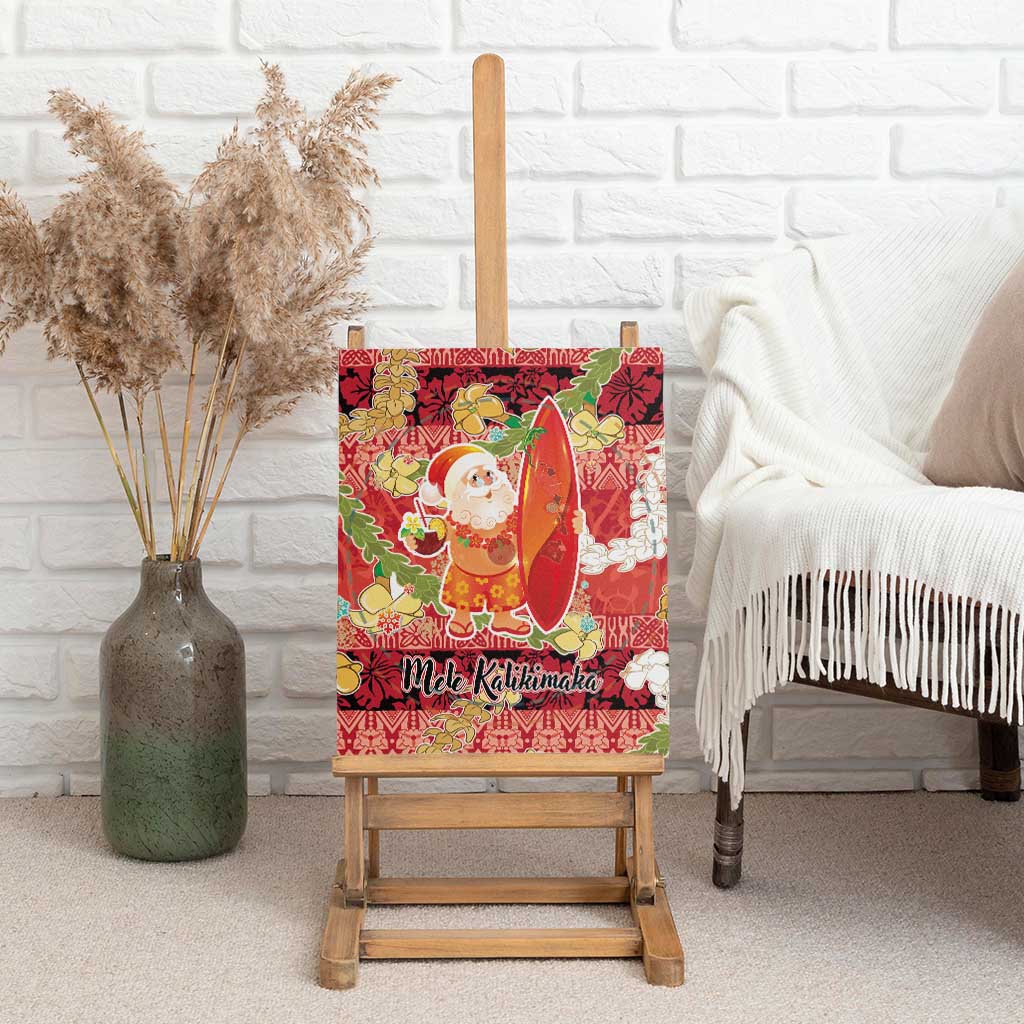 Hawaii Santa Mele Kalikimaka Canvas Wall Art Tropical Puakenikeni Lei with Polynesian Tribal Pattern LT03 - Polynesian Pride