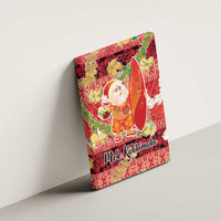 Hawaii Santa Mele Kalikimaka Canvas Wall Art Tropical Puakenikeni Lei with Polynesian Tribal Pattern LT03 - Polynesian Pride