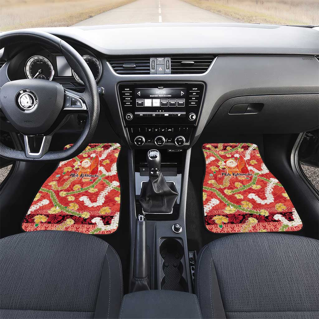 Hawaii Santa Mele Kalikimaka Car Mats Tropical Puakenikeni Lei with Polynesian Tribal Pattern - Polynesian Pride