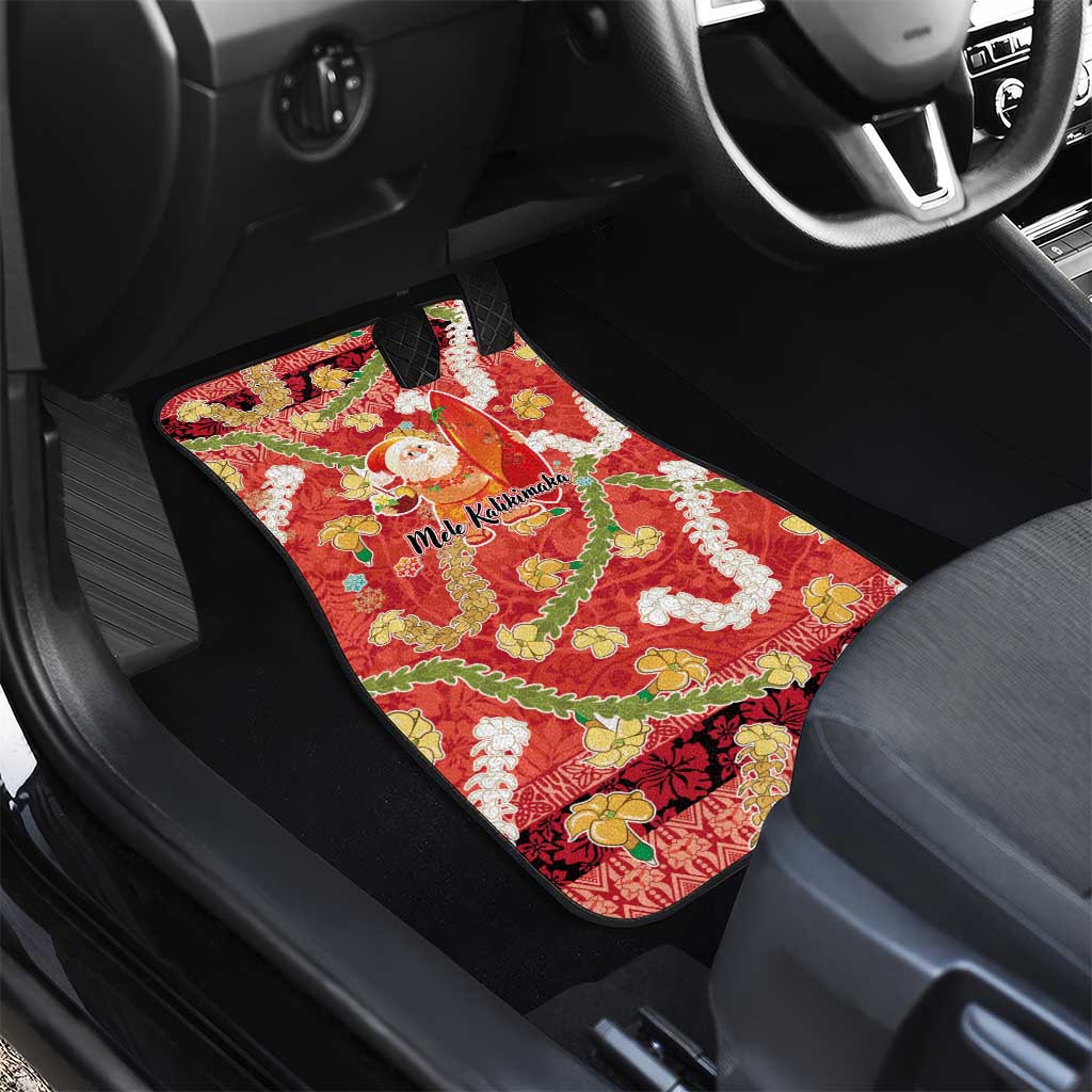 Hawaii Santa Mele Kalikimaka Car Mats Tropical Puakenikeni Lei with Polynesian Tribal Pattern - Polynesian Pride