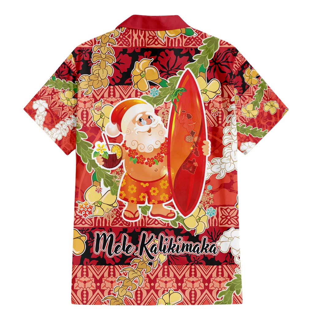 Hawaii Santa Mele Kalikimaka Family Matching Mermaid Dress and Hawaiian Shirt Tropical Puakenikeni Lei with Polynesian Tribal Pattern - Polynesian Pride