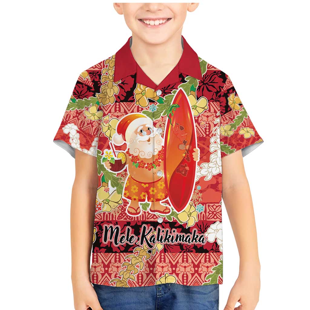 Hawaii Santa Mele Kalikimaka Family Matching Mermaid Dress and Hawaiian Shirt Tropical Puakenikeni Lei with Polynesian Tribal Pattern - Polynesian Pride