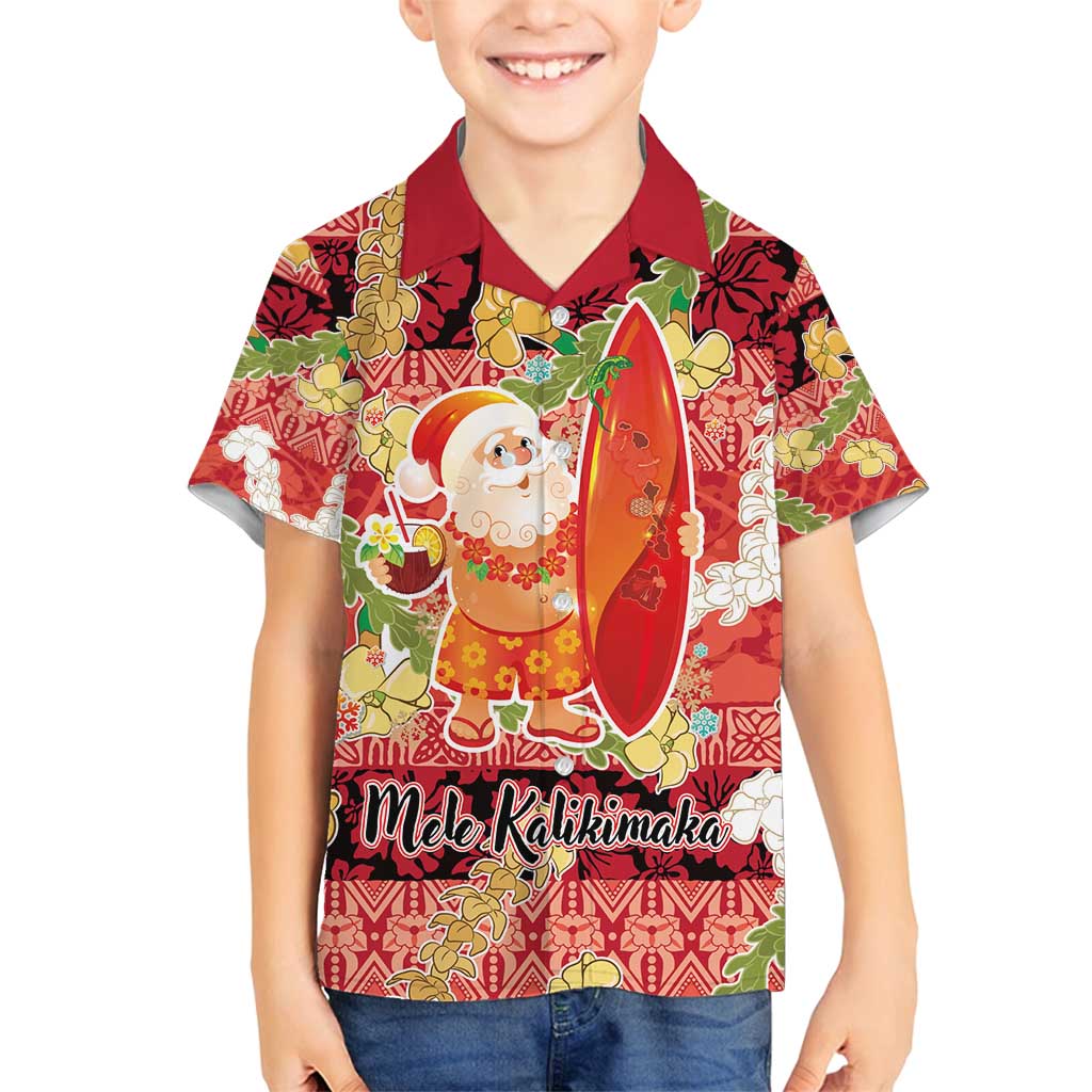 Hawaii Santa Mele Kalikimaka Family Matching Tank Maxi Dress and Hawaiian Shirt Tropical Puakenikeni Lei with Polynesian Tribal Pattern - Polynesian Pride