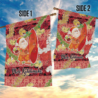 Hawaii Santa Mele Kalikimaka Garden Flag Tropical Puakenikeni Lei with Polynesian Tribal Pattern - Polynesian Pride