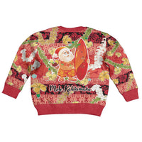 Hawaii Santa Mele Kalikimaka Kid Ugly Christmas Sweater Tropical Puakenikeni Lei with Polynesian Tribal Pattern - Polynesian Pride