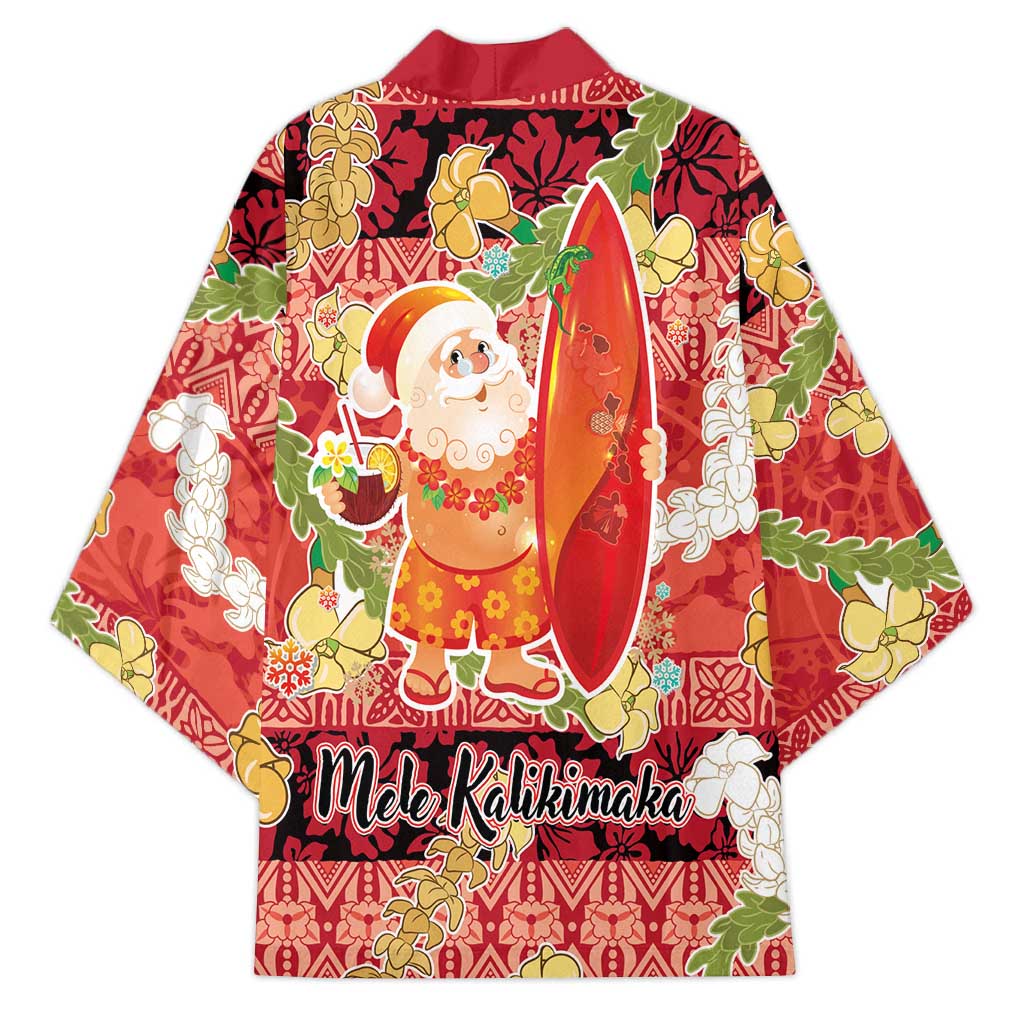 Hawaii Santa Mele Kalikimaka Kimono Tropical Puakenikeni Lei with Polynesian Tribal Pattern - Polynesian Pride