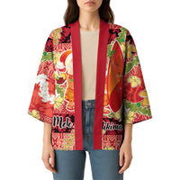 Hawaii Santa Mele Kalikimaka Kimono Tropical Puakenikeni Lei with Polynesian Tribal Pattern - Polynesian Pride