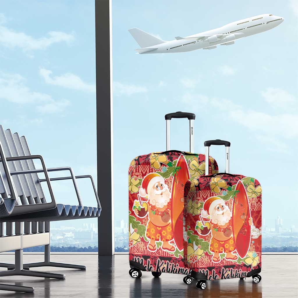 Hawaii Santa Mele Kalikimaka Luggage Cover Tropical Puakenikeni Lei with Polynesian Tribal Pattern - Polynesian Pride