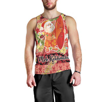Hawaii Santa Mele Kalikimaka Men Tank Top Tropical Puakenikeni Lei with Polynesian Tribal Pattern LT03 - Polynesian Pride