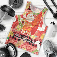 Hawaii Santa Mele Kalikimaka Men Tank Top Tropical Puakenikeni Lei with Polynesian Tribal Pattern LT03 - Polynesian Pride