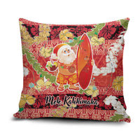 Hawaii Santa Mele Kalikimaka Pillow Cover Tropical Puakenikeni Lei with Polynesian Tribal Pattern - Polynesian Pride