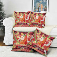 Hawaii Santa Mele Kalikimaka Pillow Cover Tropical Puakenikeni Lei with Polynesian Tribal Pattern - Polynesian Pride