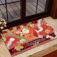 Hawaii Santa Mele Kalikimaka Rubber Doormat Tropical Puakenikeni Lei with Polynesian Tribal Pattern LT03 - Polynesian Pride
