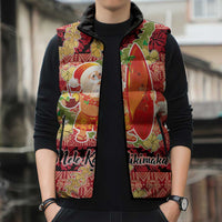 Hawaii Santa Mele Kalikimaka Sleeveless Puffer Jacket Tropical Puakenikeni Lei with Polynesian Tribal Pattern LT03 - Polynesian Pride