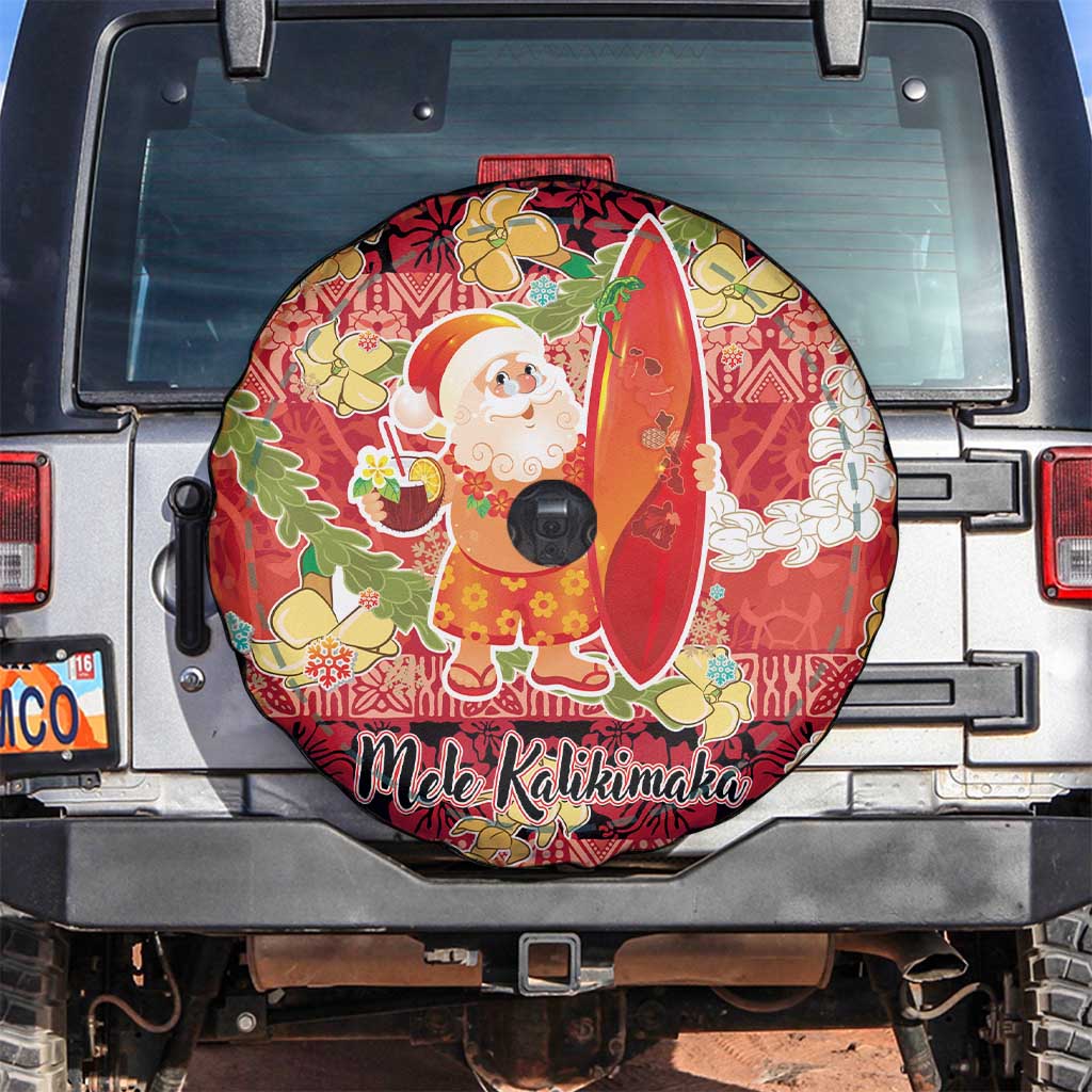 Hawaii Santa Mele Kalikimaka Spare Tire Cover Tropical Puakenikeni Lei with Polynesian Tribal Pattern - Polynesian Pride