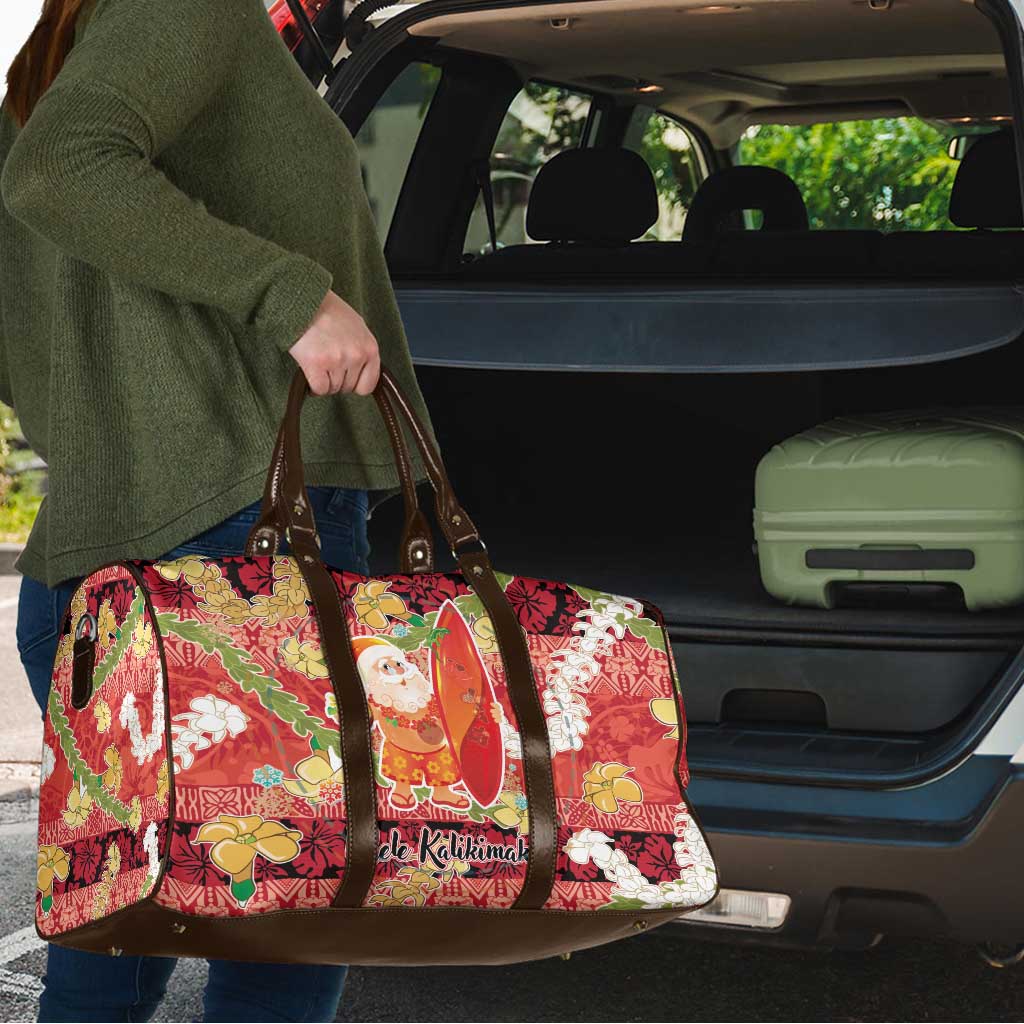 Hawaii Santa Mele Kalikimaka Travel Bag Tropical Puakenikeni Lei with Polynesian Tribal Pattern - Polynesian Pride