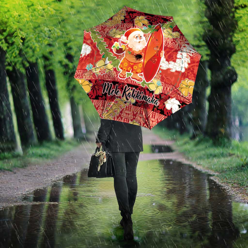 Hawaii Santa Mele Kalikimaka Umbrella Tropical Puakenikeni Lei with Polynesian Tribal Pattern - Polynesian Pride