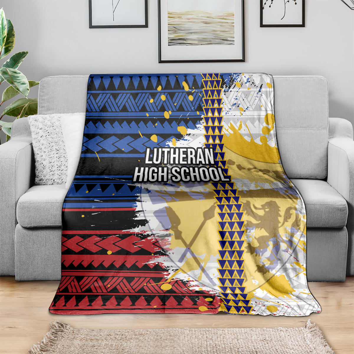 Hawaii Lutheran High School Blanket Kakau Pattern Splash Style LT03 - Polynesian Pride