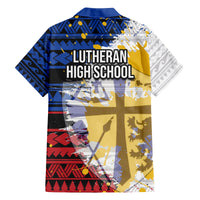 Hawaii Lutheran High School Family Matching Off Shoulder Short Dress and Hawaiian Shirt Kakau Pattern Splash Style LT03 - Polynesian Pride