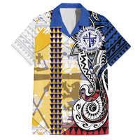 Hawaii Lutheran High School Family Matching Short Sleeve Bodycon Dress and Hawaiian Shirt Kakau Pattern Splash Style LT03 Dad's Shirt - Short Sleeve Red - Polynesian Pride