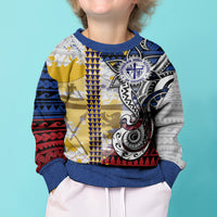 Hawaii Lutheran High School Kid Ugly Christmas Sweater Kakau Pattern Splash Style LT03 - Polynesian Pride