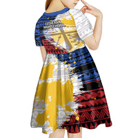 Hawaii Lutheran High School Kid Short Sleeve Dress Kakau Pattern Splash Style LT03 - Polynesian Pride