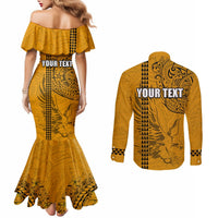 Nanakuli High and Intermediate School Couples Matching Mermaid Dress and Long Sleeve Button Shirt Tribal Kakau Pattern LT03 - Polynesian Pride