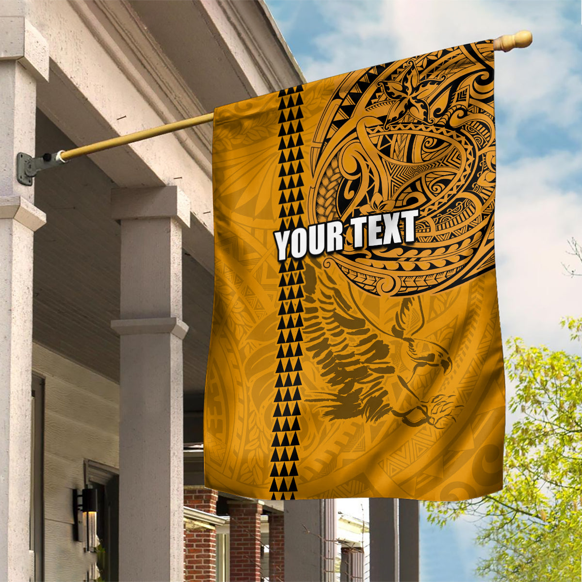 Nanakuli High and Intermediate School Garden Flag Tribal Kakau Pattern LT03 House Flag Yellow - Polynesian Pride