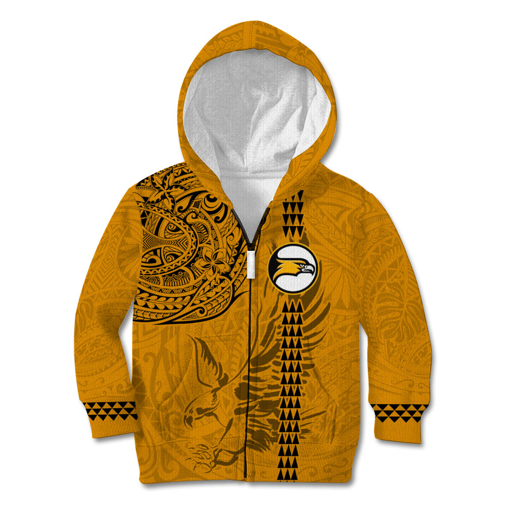 Nanakuli High and Intermediate School Kid Hoodie Tribal Kakau Pattern LT03 Zip Hoodie Yellow - Polynesian Pride