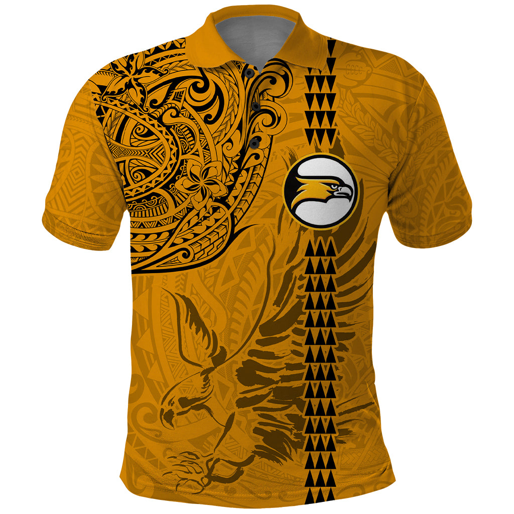 Nanakuli High and Intermediate School Polo Shirt Tribal Kakau Pattern LT03 Yellow - Polynesian Pride