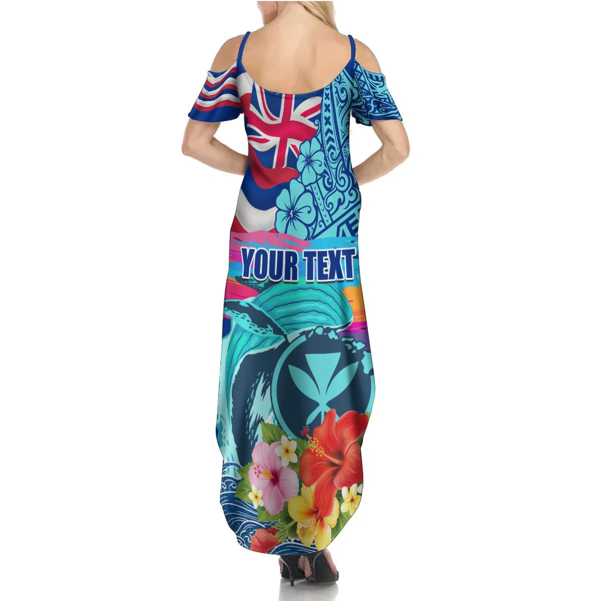 Hawaii Race For Whales Family Matching Summer Maxi Dress and Hawaiian Shirt Flag and Polynesian Hibiscus LT03 - Polynesian Pride