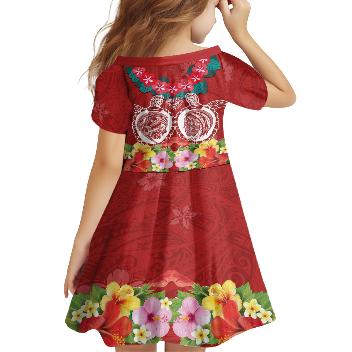 Polynesian Valentine Day Family Matching Off Shoulder Long Sleeve Dress and Hawaiian Shirt Love Couple Turtle Maori Hibiscus Red Style LT03 - Polynesian Pride