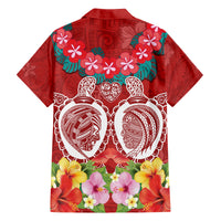 Polynesian Valentine Day Family Matching Off Shoulder Short Dress and Hawaiian Shirt Love Couple Turtle Maori Hibiscus Red Style LT03 - Polynesian Pride