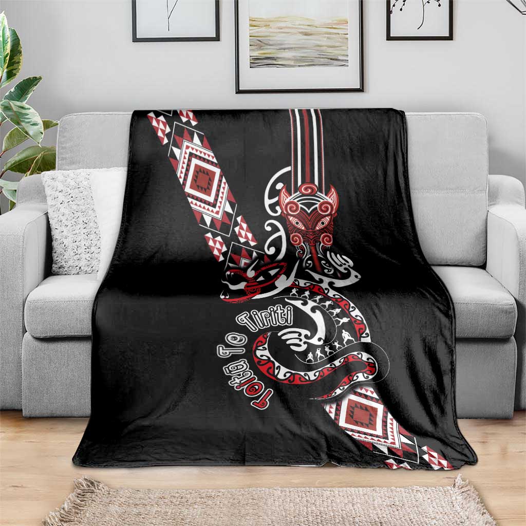Aotearoa Toitu Te Tiriti-Honour the Treaty Blanket Maori Taniwha Haka with Taniko and Tukutuku