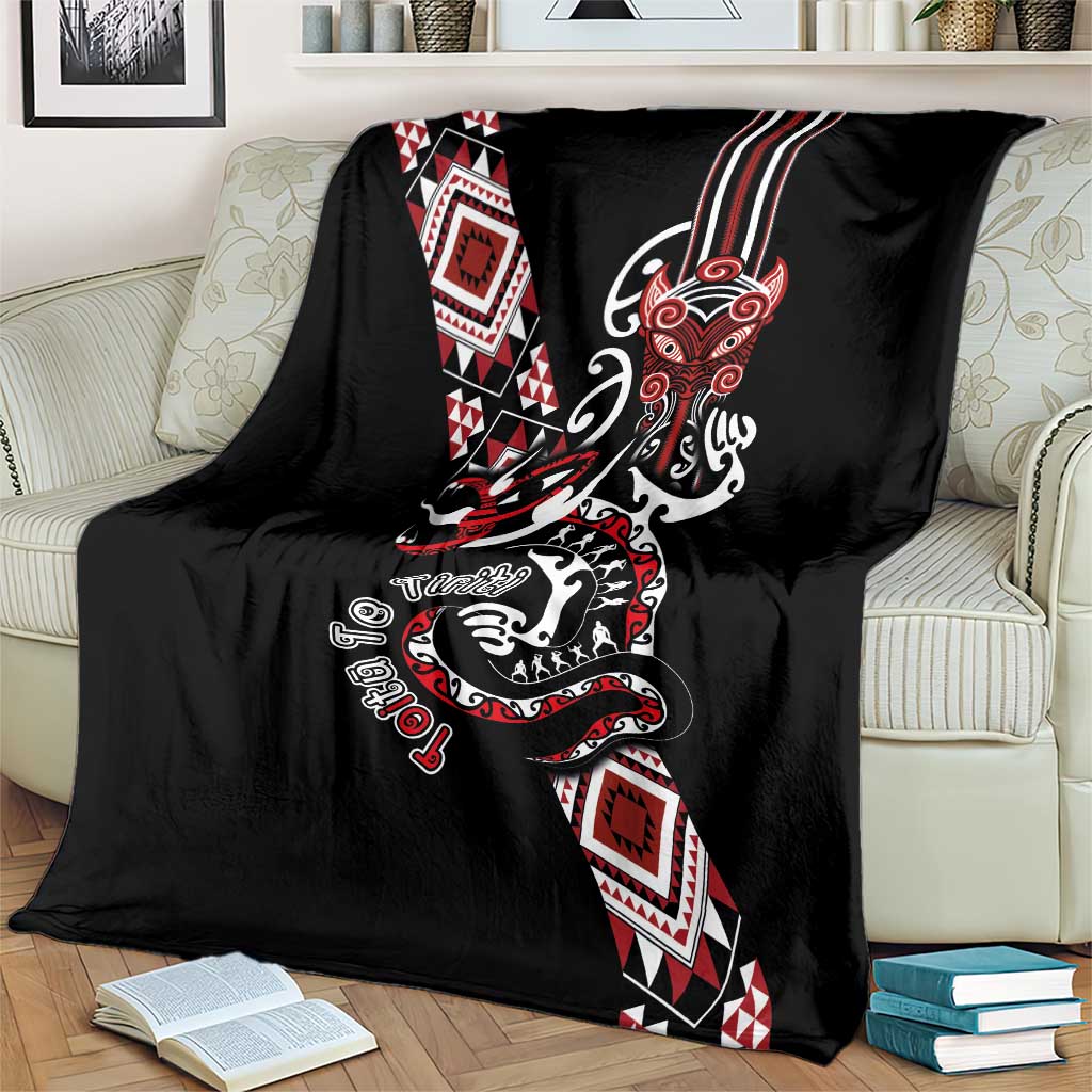 Aotearoa Toitu Te Tiriti-Honour the Treaty Blanket Maori Taniwha Haka with Taniko and Tukutuku