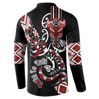 Aotearoa Toitu Te Tiriti-Honour the Treaty Button Sweatshirt Maori Taniwha Haka with Taniko and Tukutuku LT03 - Polynesian Pride