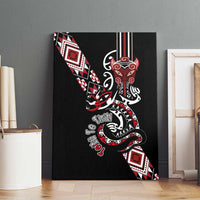 Aotearoa Toitu Te Tiriti-Honour the Treaty Canvas Wall Art Maori Taniwha Haka with Taniko and Tukutuku LT03 - Polynesian Pride