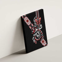 Aotearoa Toitu Te Tiriti-Honour the Treaty Canvas Wall Art Maori Taniwha Haka with Taniko and Tukutuku LT03 - Polynesian Pride