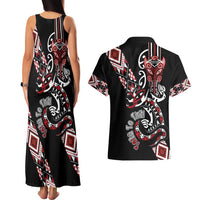 Aotearoa Toitu Te Tiriti-Honour the Treaty Couples Matching Tank Maxi Dress and Hawaiian Shirt Maori Taniwha Haka with Taniko and Tukutuku
