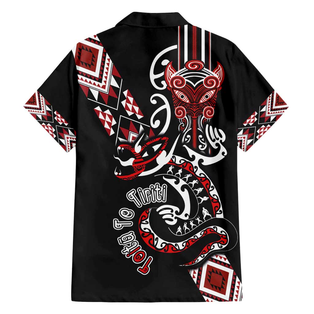 Aotearoa Toitu Te Tiriti-Honour the Treaty Family Matching Long Sleeve Bodycon Dress and Hawaiian Shirt Maori Taniwha Haka with Taniko and Tukutuku